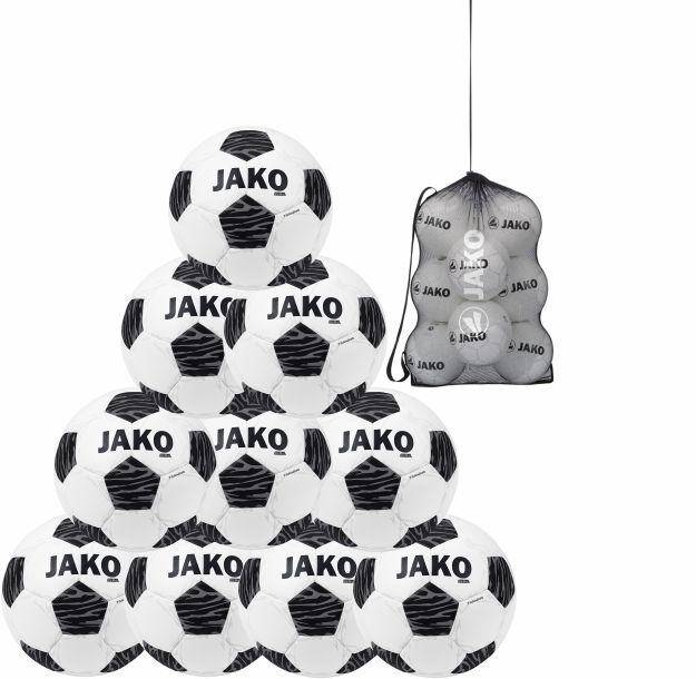 JAKO Trainingsball Animal 10er Set weiß/schwarz/steingrau inkl. 10er Ballnetz