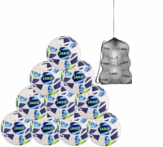 JAKO Lightball Iconic 10er Set weiß/navy/neongrün, 350g inkl. 10er Ballnetz 