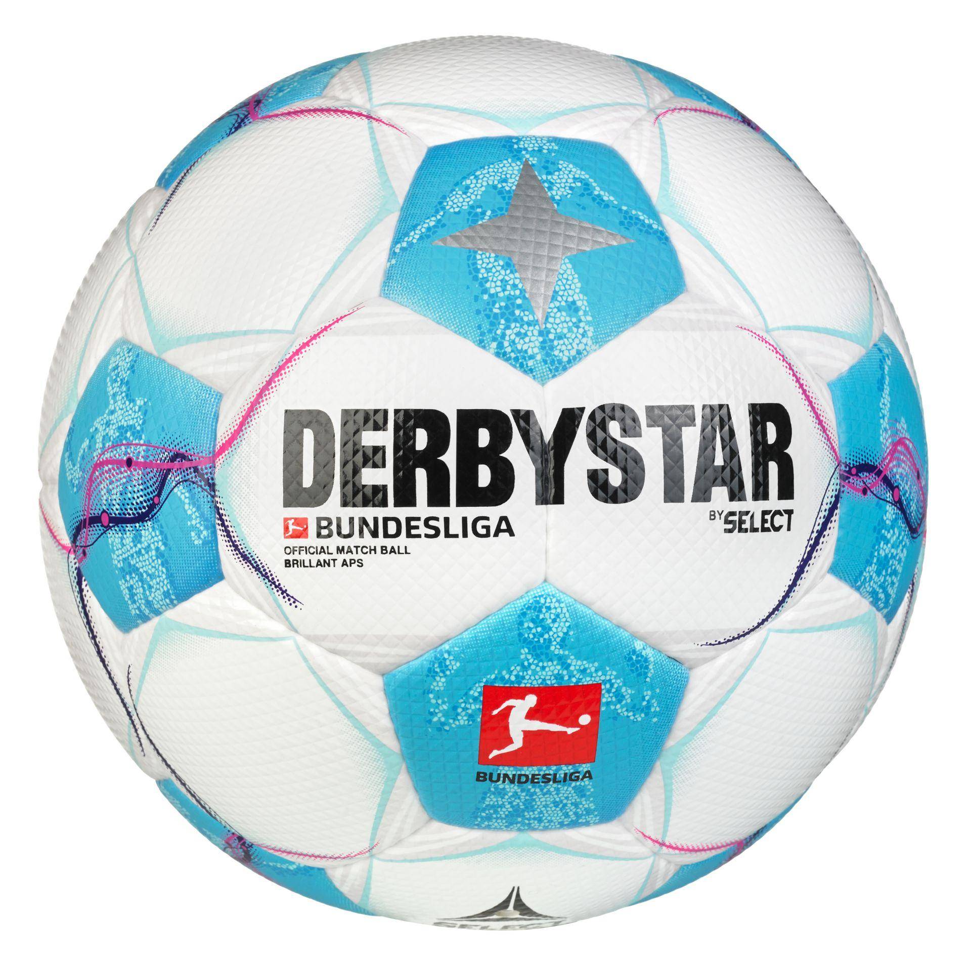 DERBYSTAR BuLi Official Match Ball Brillant APS v24, weiß/blau/pink