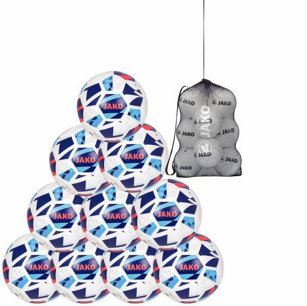 JAKO Trainingsball Iconic 10er Set weiß/navy/coral inkl. 10er Ballnetz