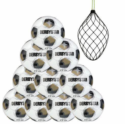 DERBYSTAR Brillant TT v25 10er Ballset weiß/gold/silber inkl. Ballnetz 